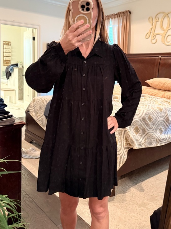 miami Dresses & Skirts - miami Black Long-Sleeve Button Tiered Dress